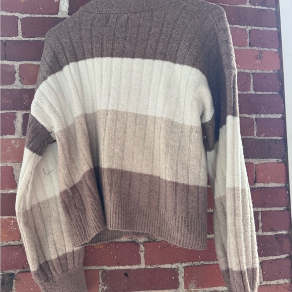 Pink Rose Striped Knit Cardigan in Pink & Cream - Picture 2 of 4